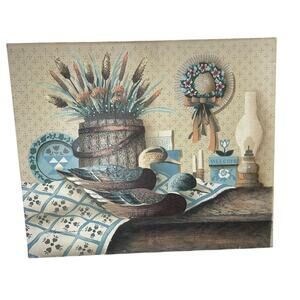 Vtg Painting- 24x20" Duck decoy cottagecore- original unframed signed Hamilton